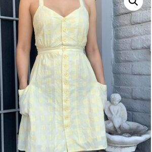 Modcloth Soft Yellow Button-Front Mini Dress